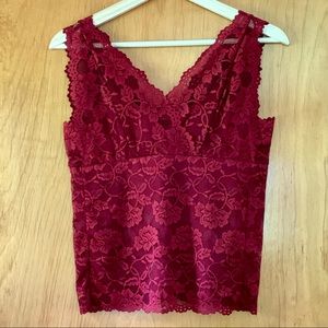 Earth Music & Ecology Sleeveless Red Lace Top